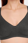 Juliet Double Layered Non-Wired Medium Coverage T-Shirt Bra - Melange Black — thumbnail 5